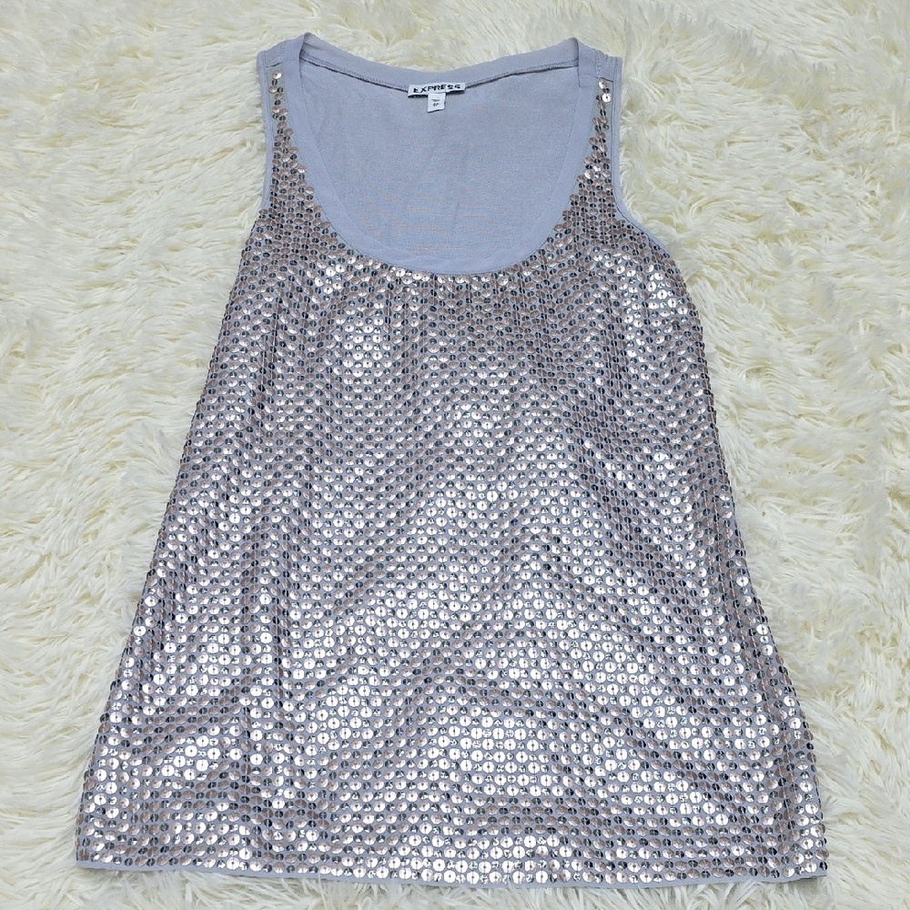 Express Silver Sequin Tank Top